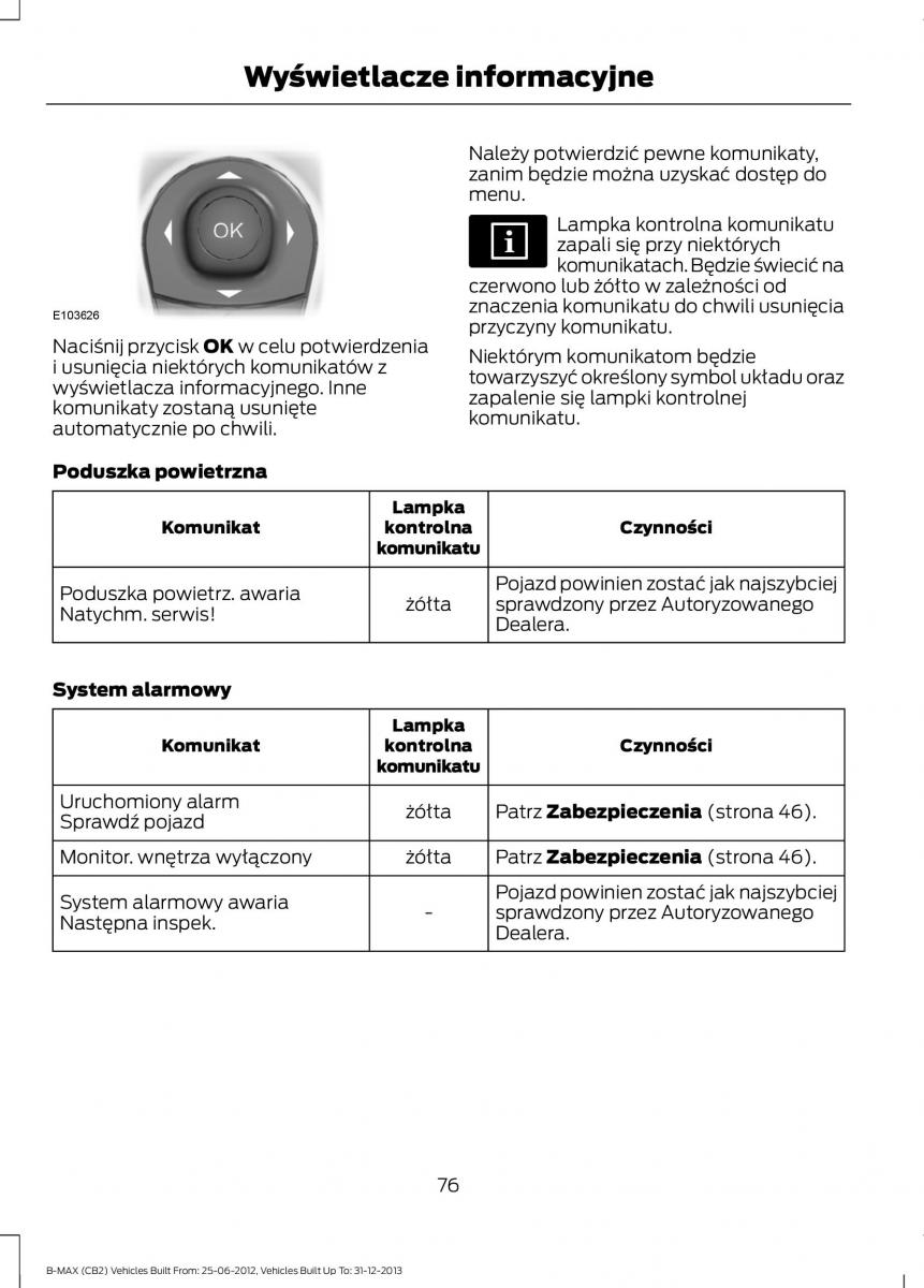 Ford B Max instrukcja obslugi / page 78