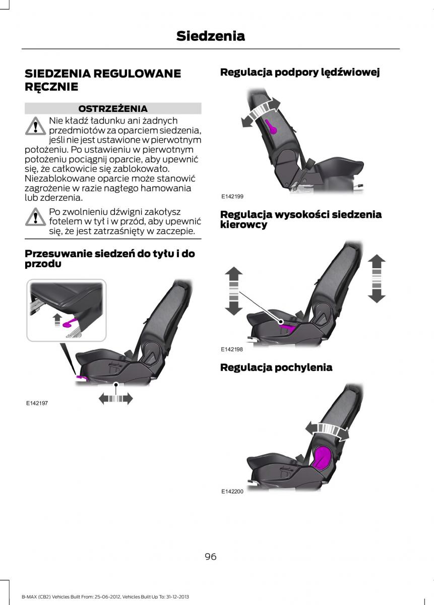 Ford B Max instrukcja obslugi / page 98