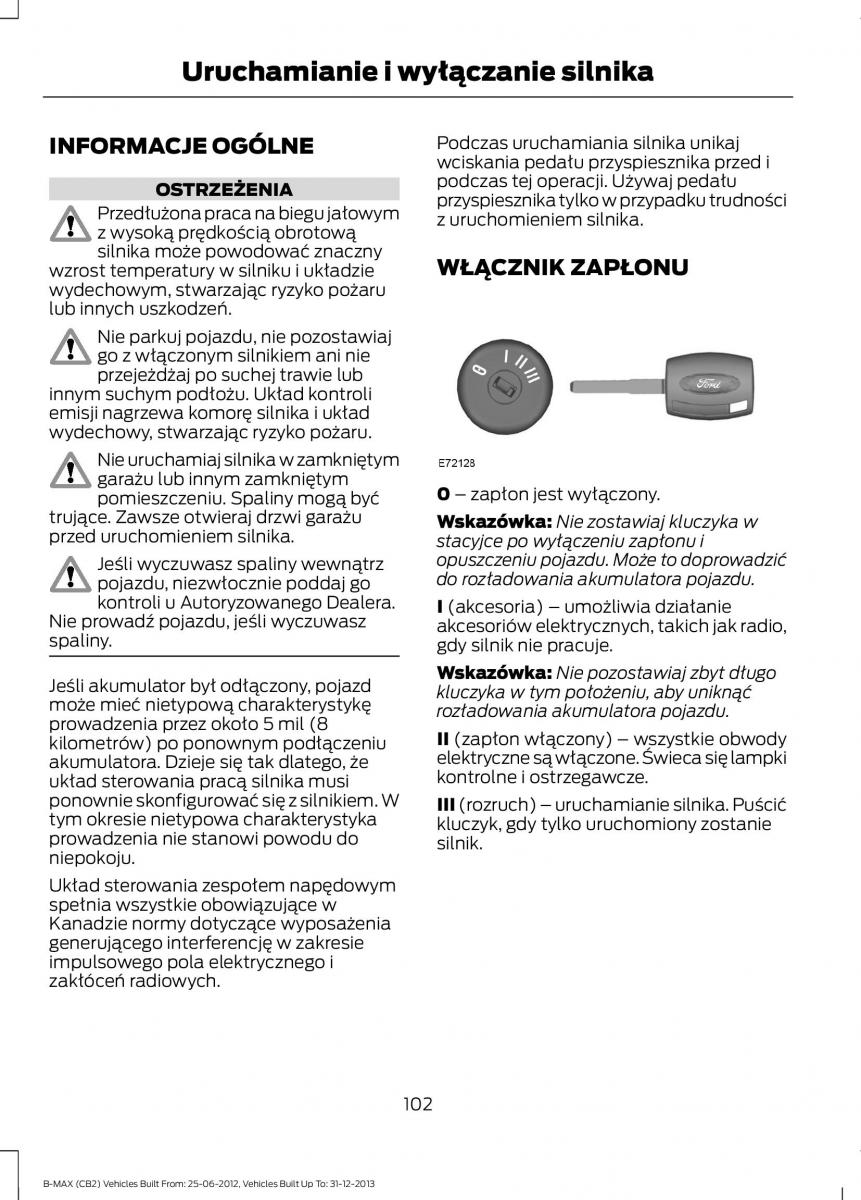 Ford B Max instrukcja obslugi / page 104