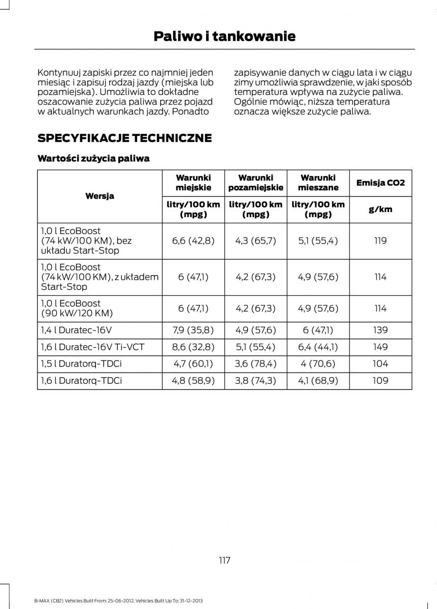 Ford B Max instrukcja obslugi / page 119