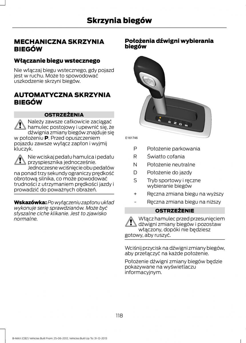 Ford B Max instrukcja obslugi / page 120