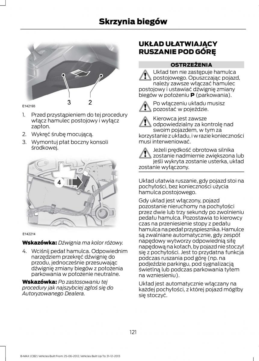 Ford B Max instrukcja obslugi / page 123