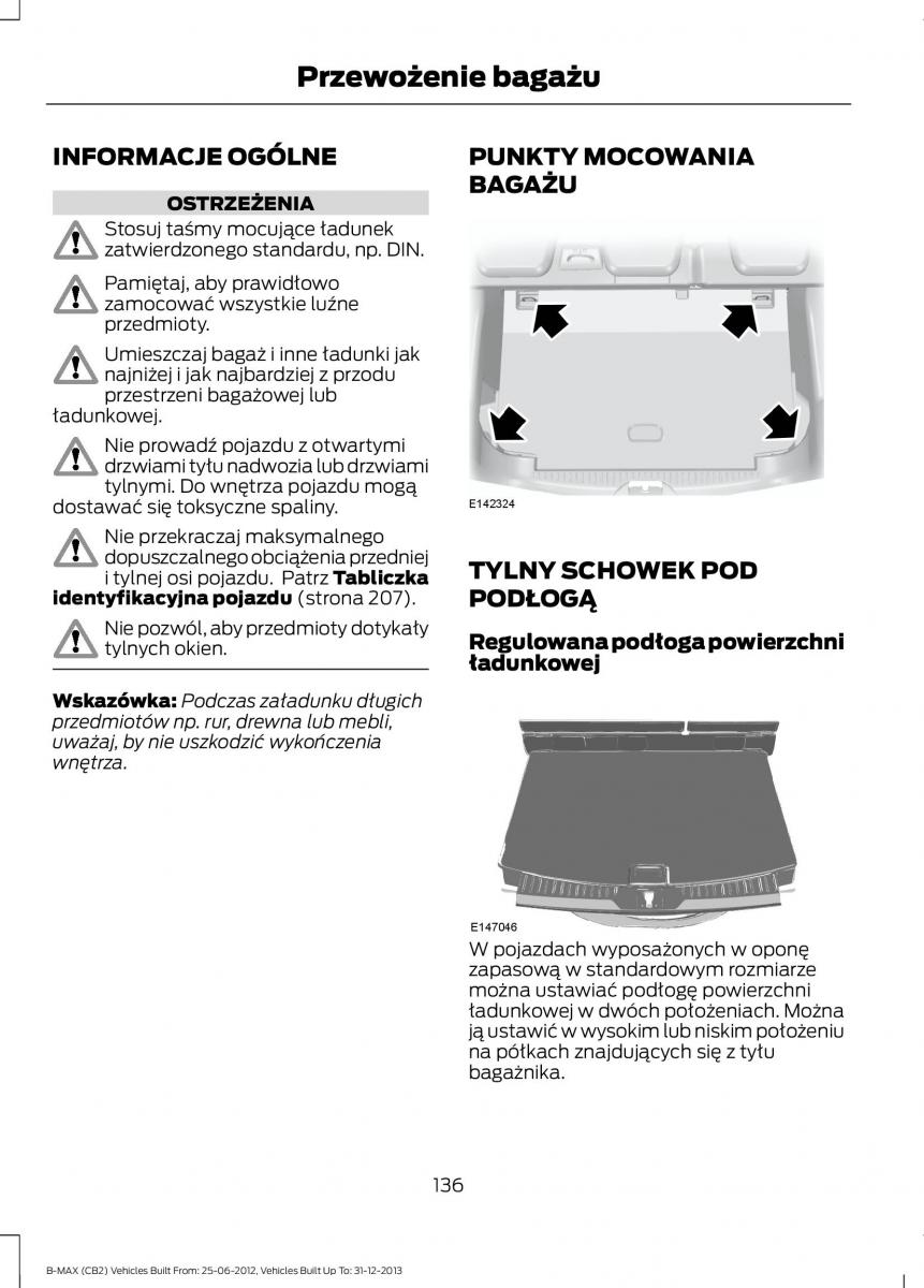 Ford B Max instrukcja obslugi / page 138