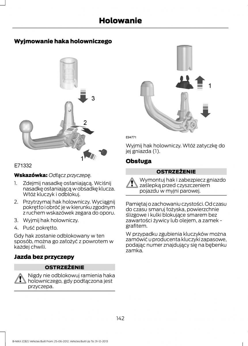 Ford B Max instrukcja obslugi / page 144