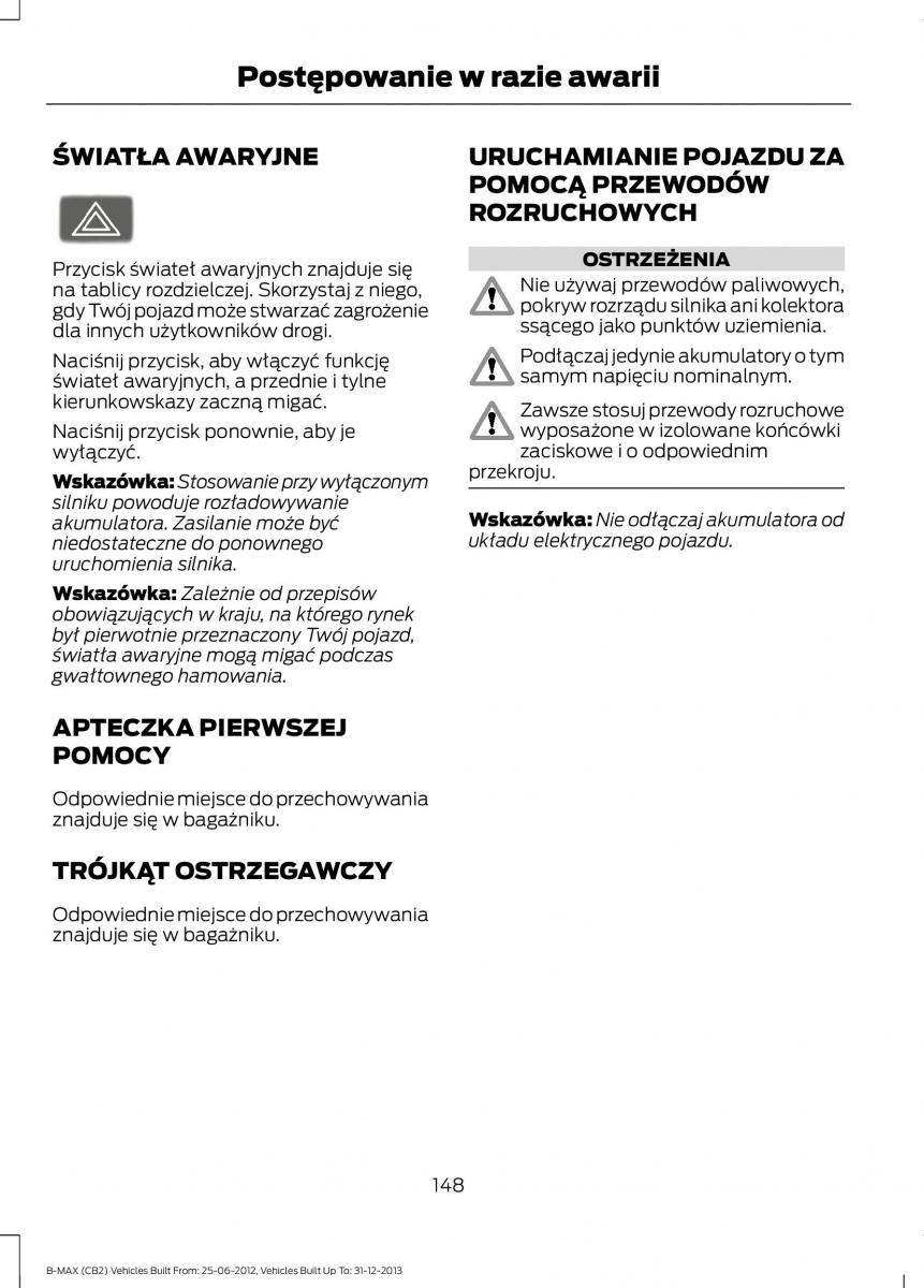 Ford B Max instrukcja obslugi / page 150