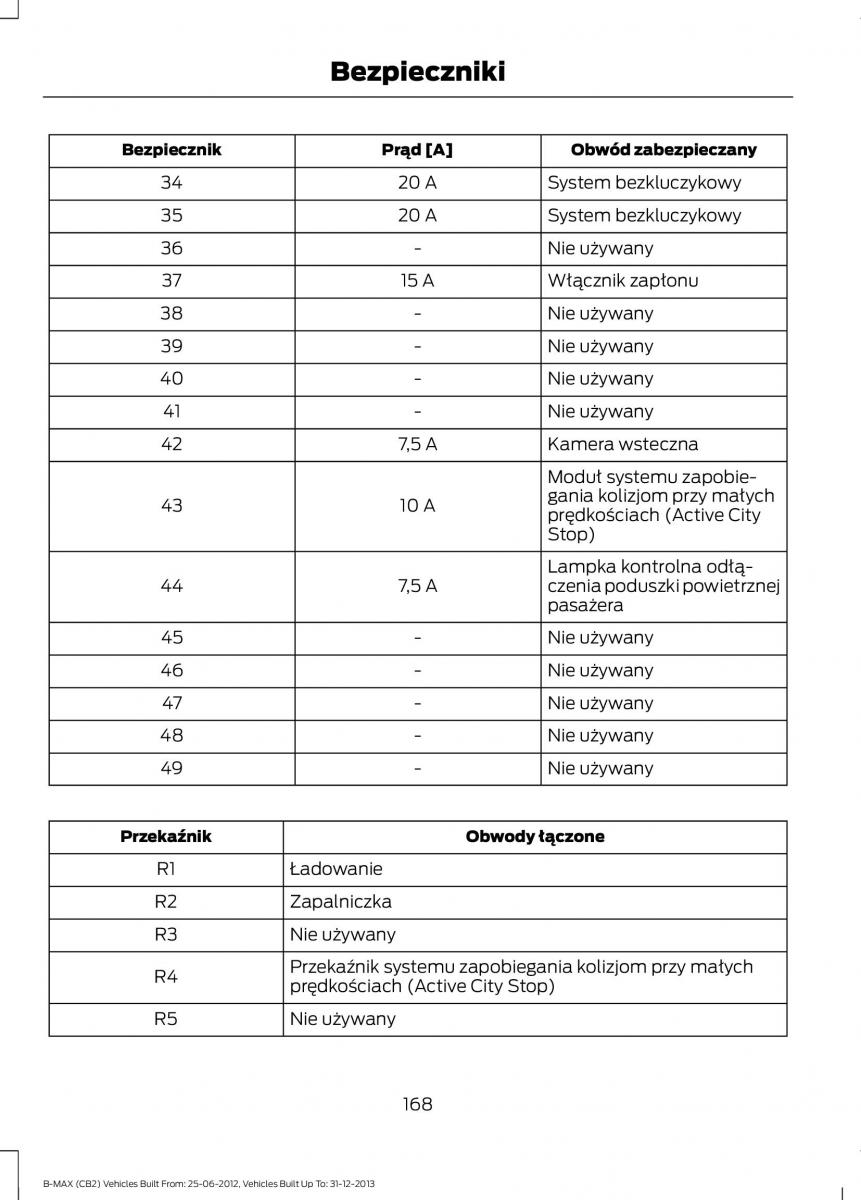 Ford B Max instrukcja obslugi / page 170