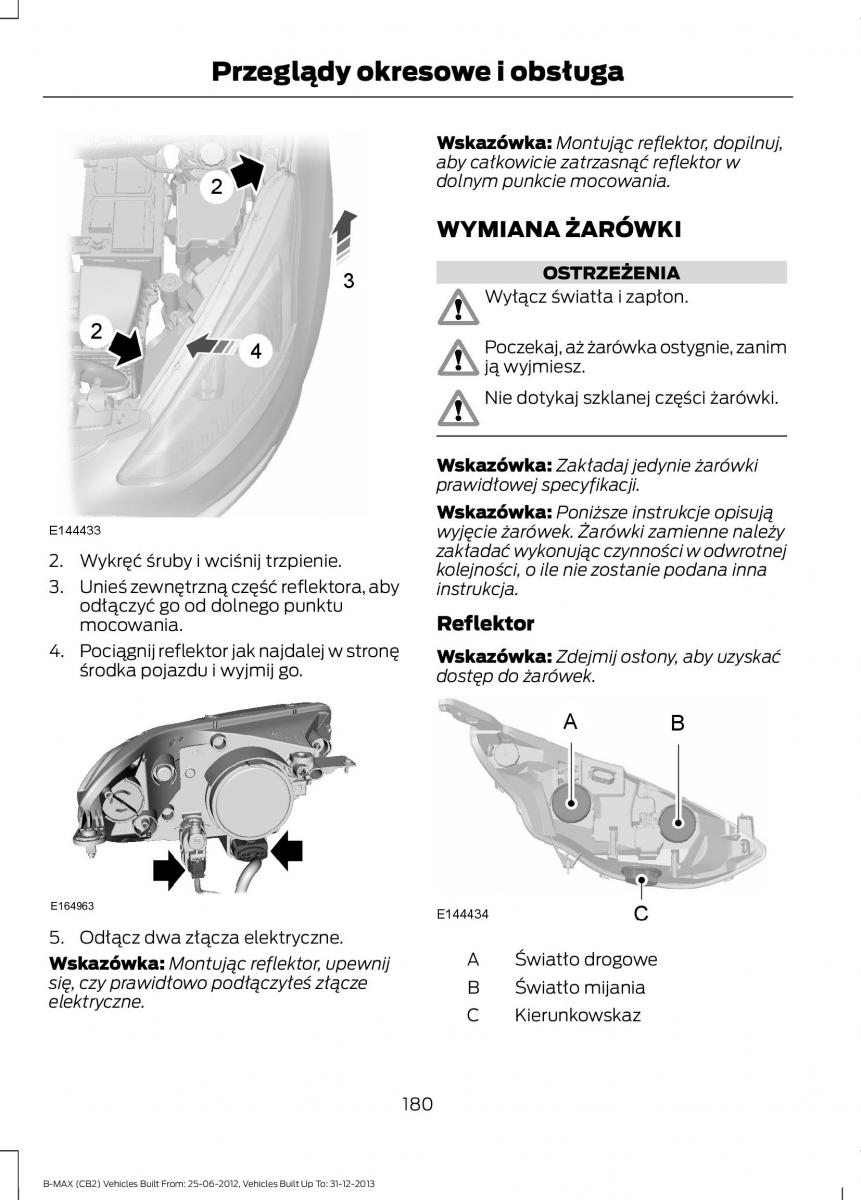 Ford B Max instrukcja obslugi / page 182