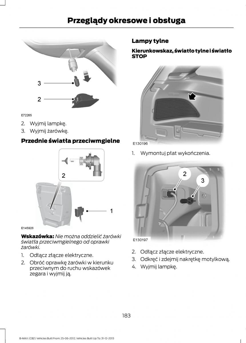 Ford B Max instrukcja obslugi / page 185