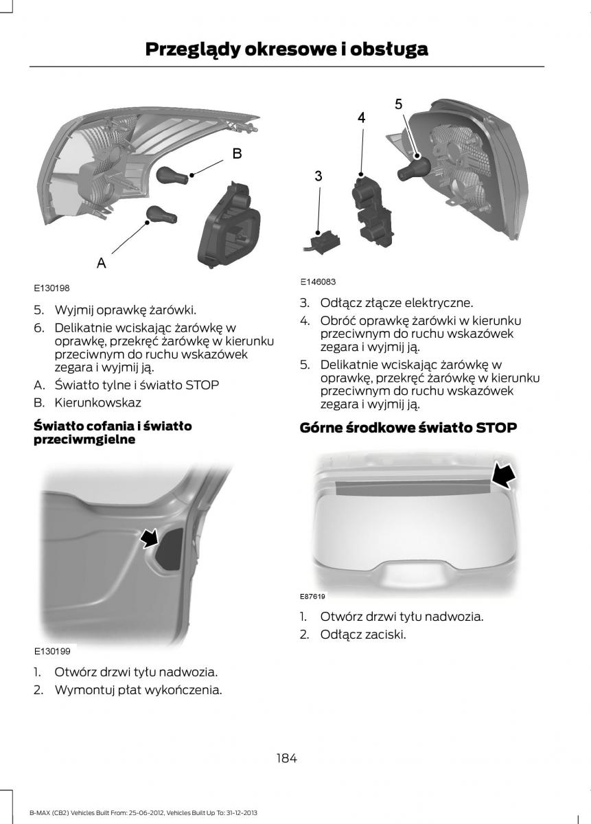 Ford B Max instrukcja obslugi / page 186