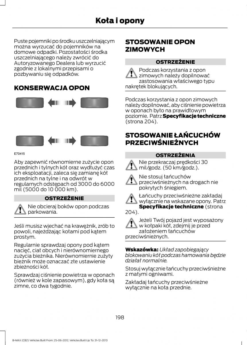 Ford B Max instrukcja obslugi / page 200