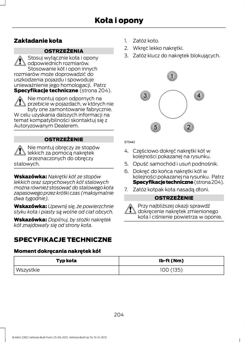 Ford B Max instrukcja obslugi / page 206