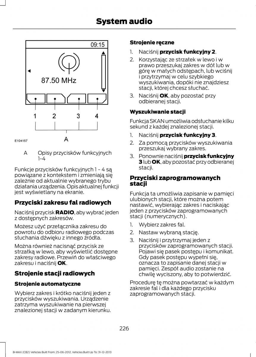 Ford B Max instrukcja obslugi / page 228