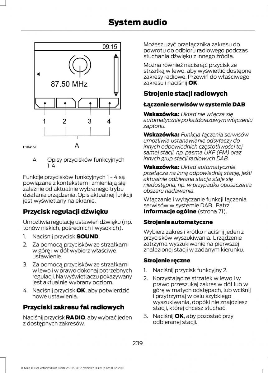 Ford B Max instrukcja obslugi / page 241