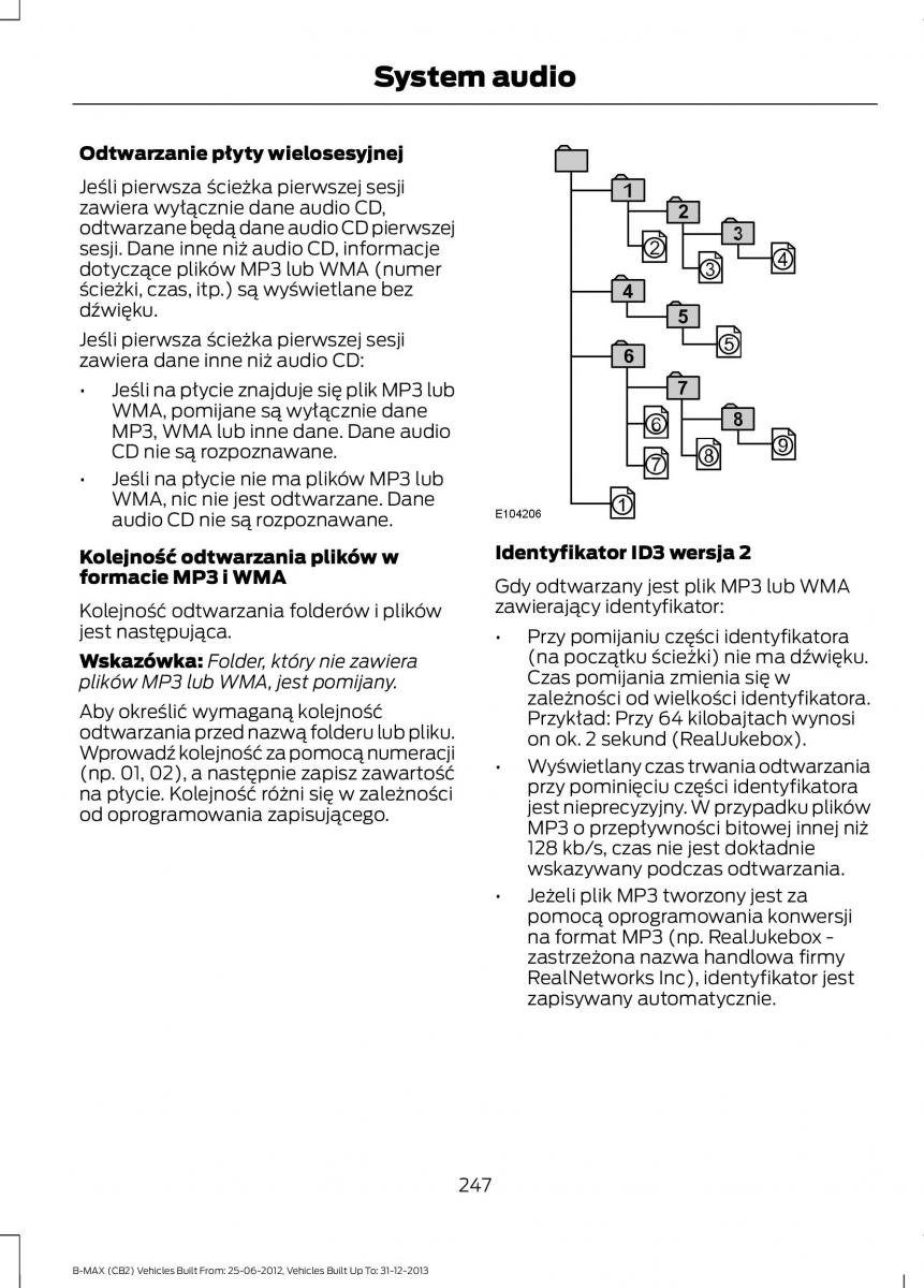 Ford B Max instrukcja obslugi / page 249