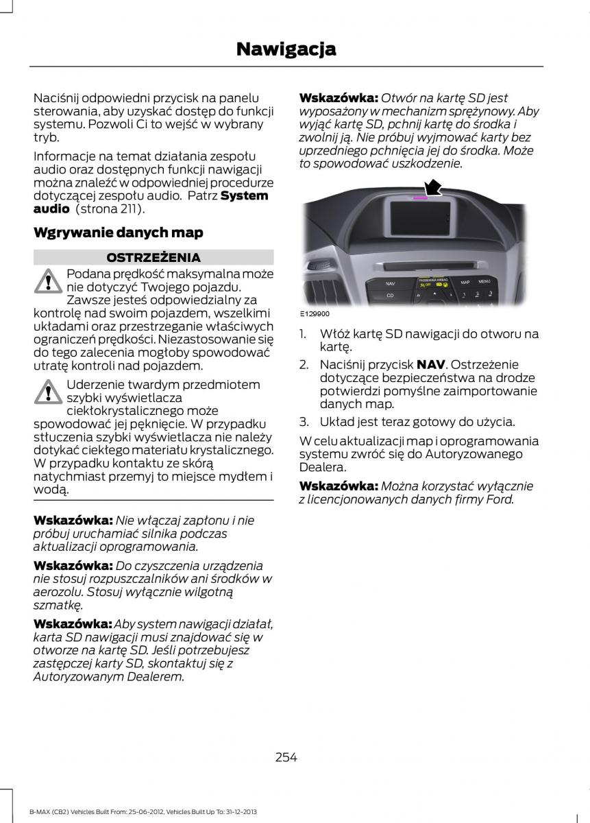 Ford B Max instrukcja obslugi / page 256