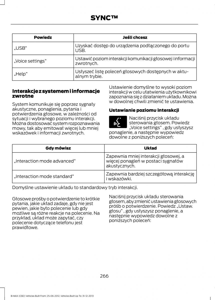 Ford B Max instrukcja obslugi / page 268