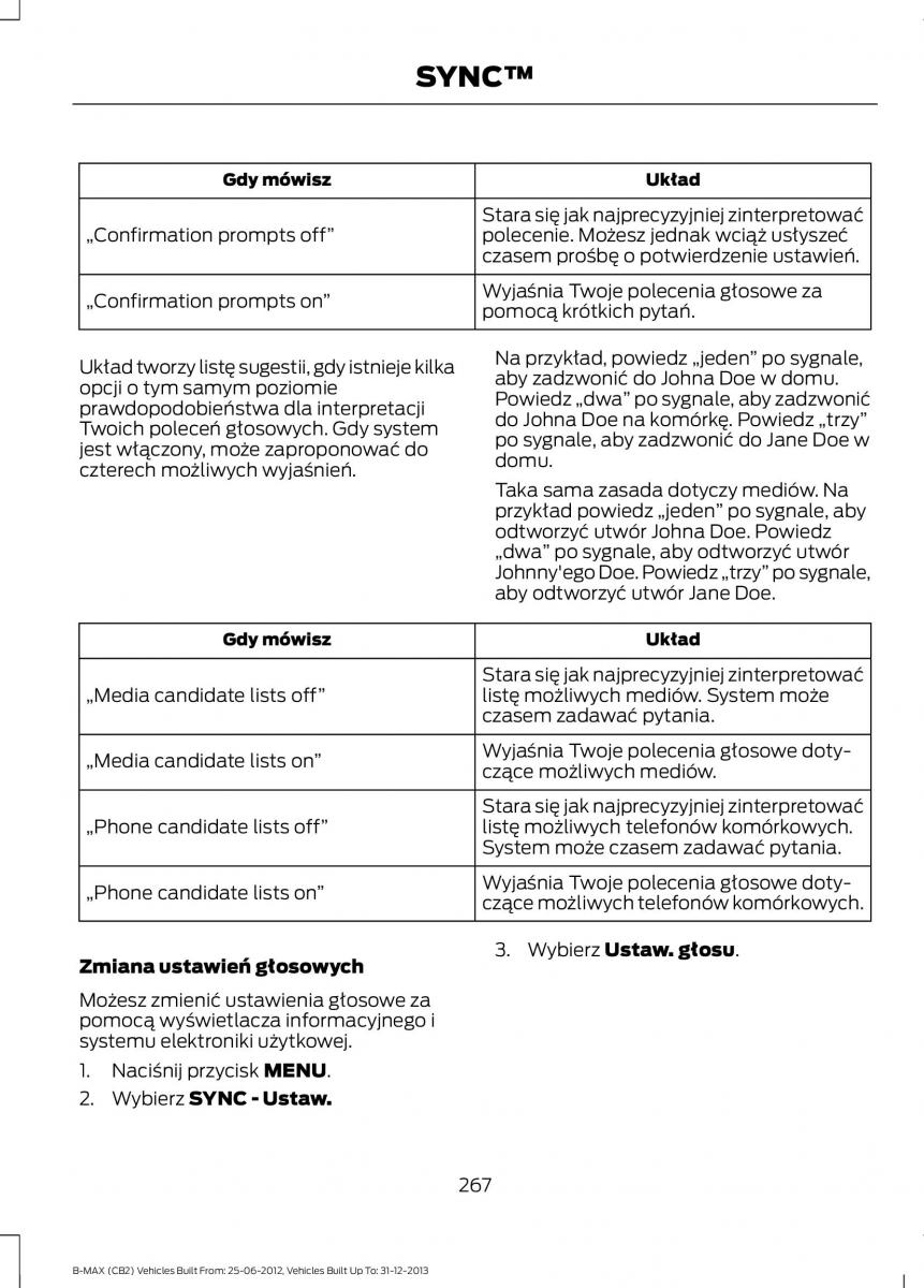 Ford B Max instrukcja obslugi / page 269