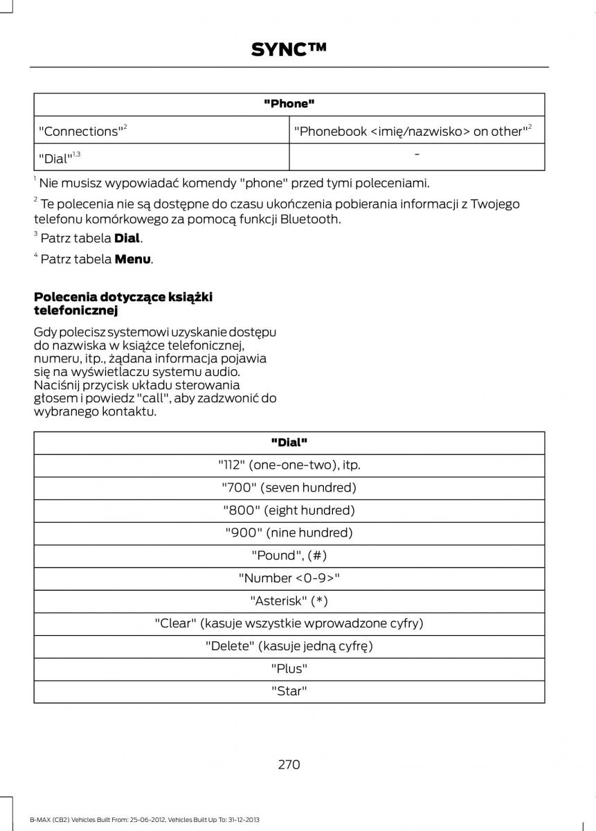 Ford B Max instrukcja obslugi / page 272