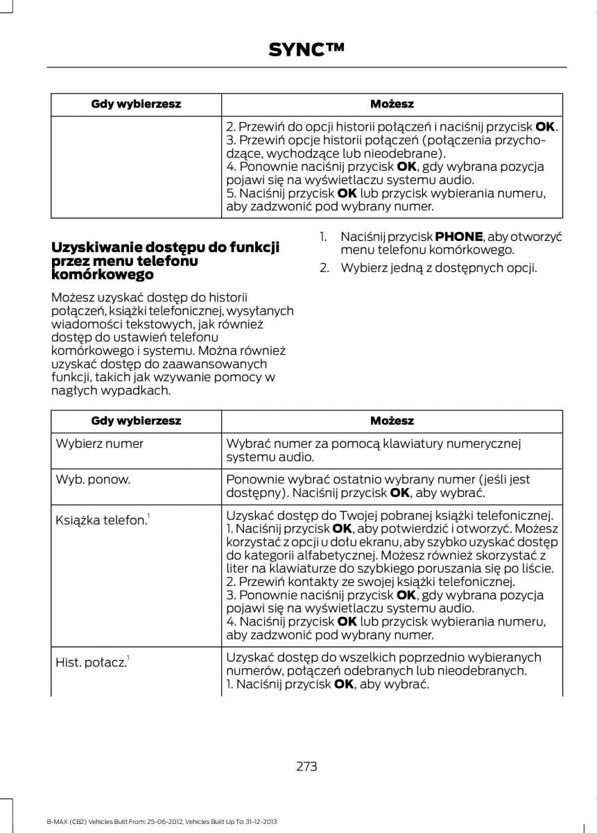 Ford B Max instrukcja obslugi / page 275