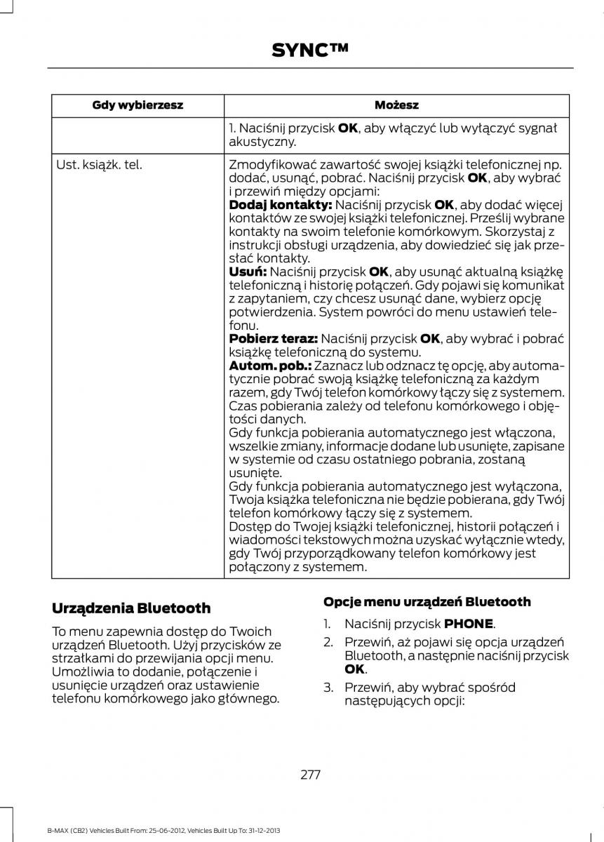 Ford B Max instrukcja obslugi / page 279