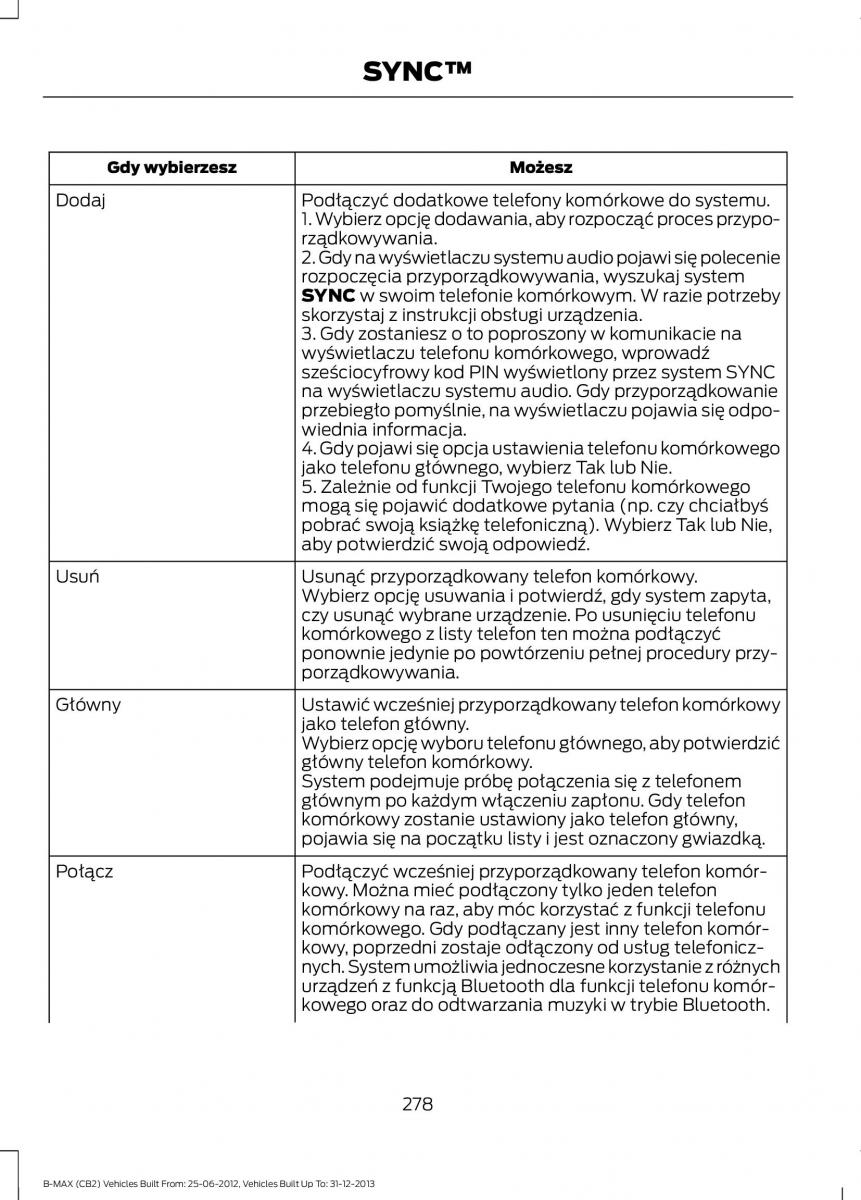 Ford B Max instrukcja obslugi / page 280