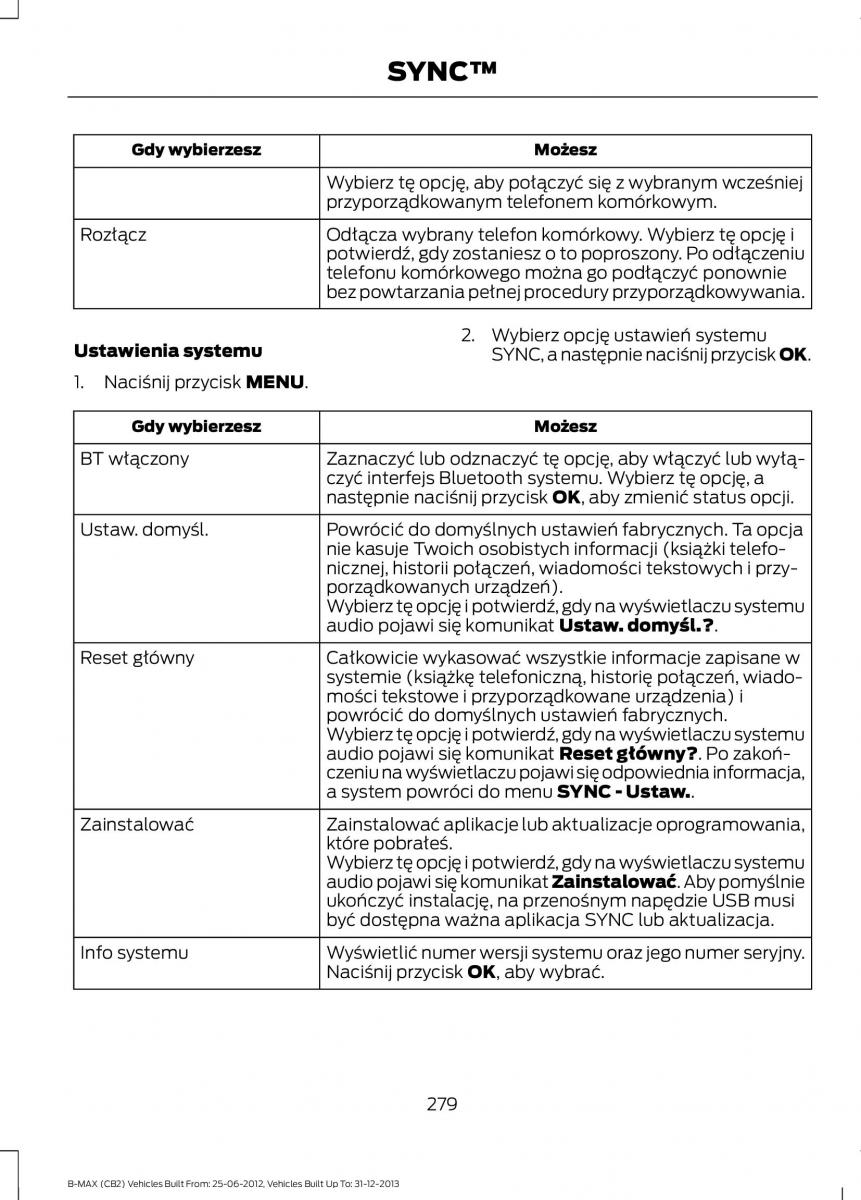 Ford B Max instrukcja obslugi / page 281