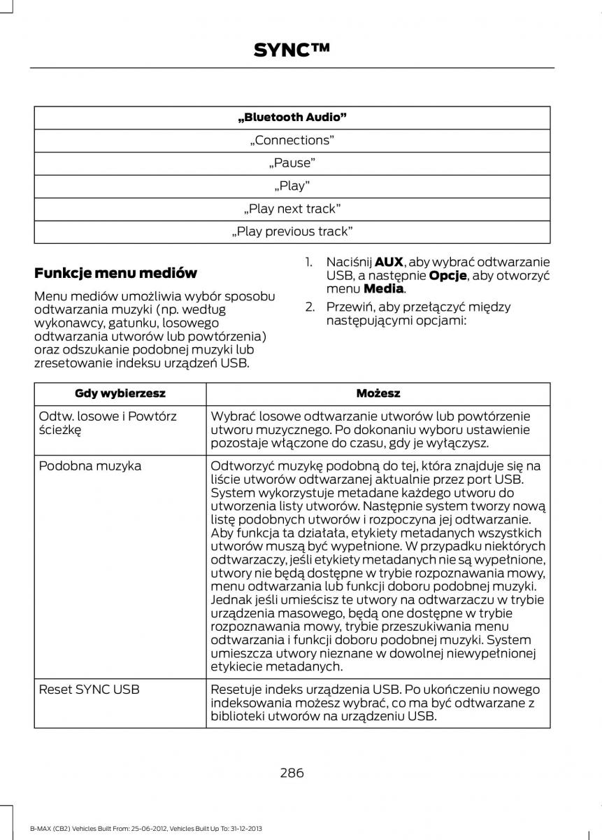 Ford B Max instrukcja obslugi / page 288