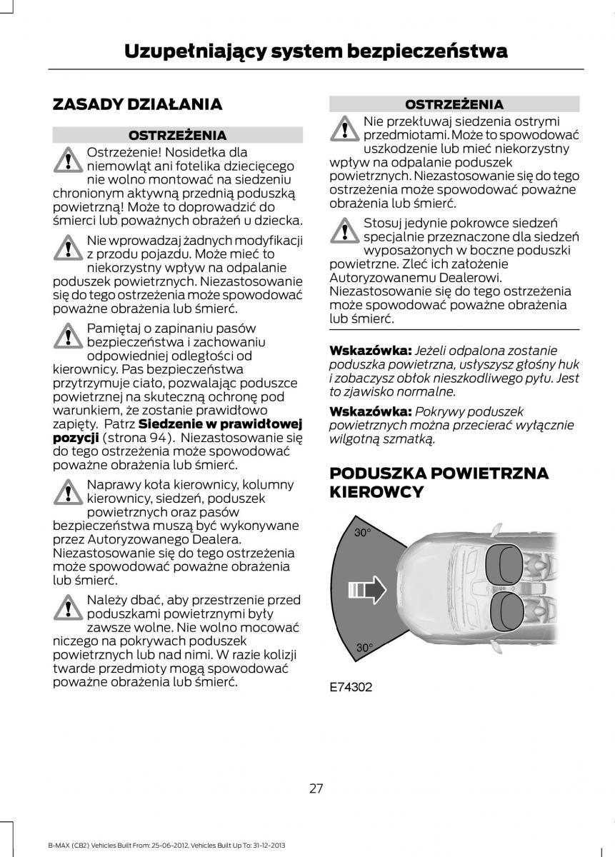 Ford B Max instrukcja obslugi / page 29