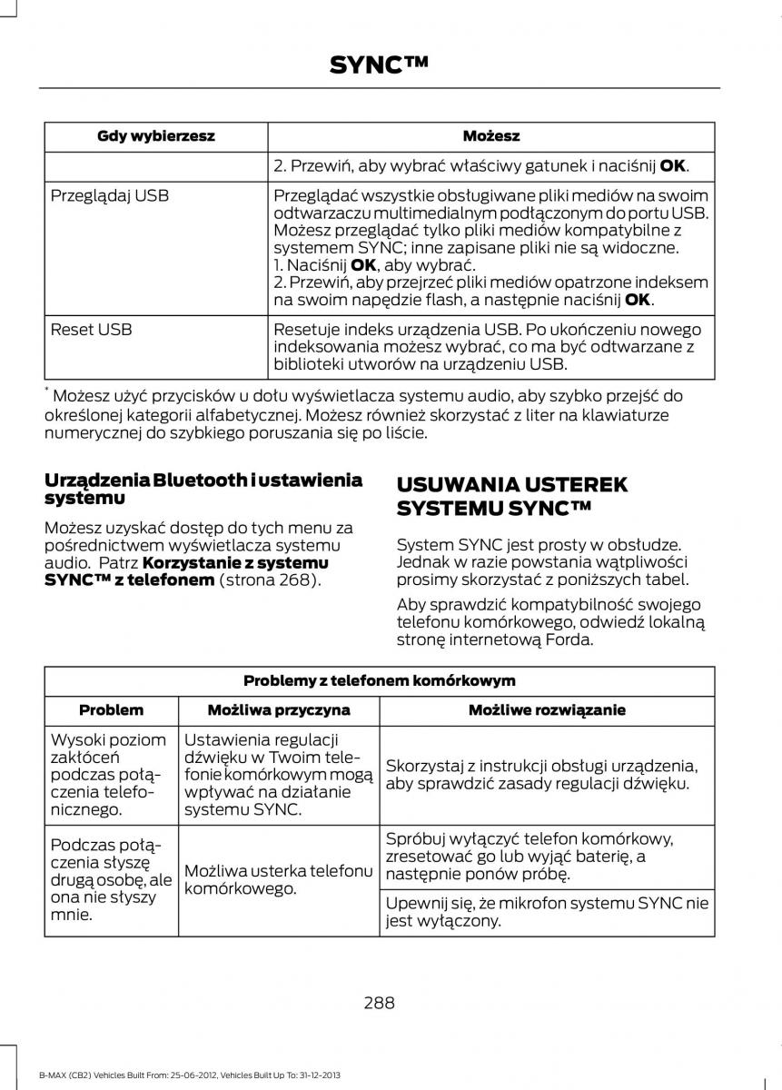 Ford B Max instrukcja obslugi / page 290