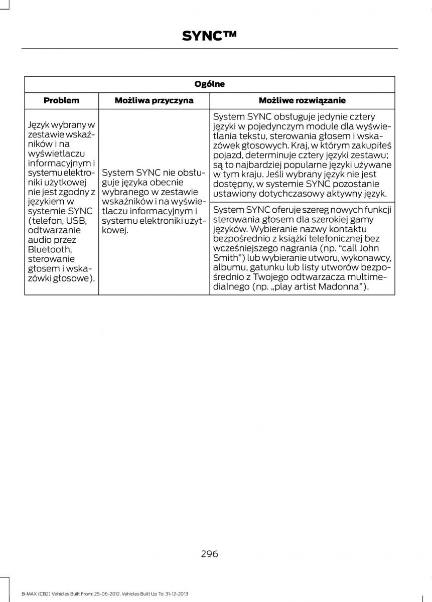 Ford B Max instrukcja obslugi / page 298