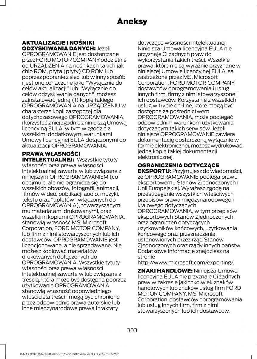 Ford B Max instrukcja obslugi / page 305