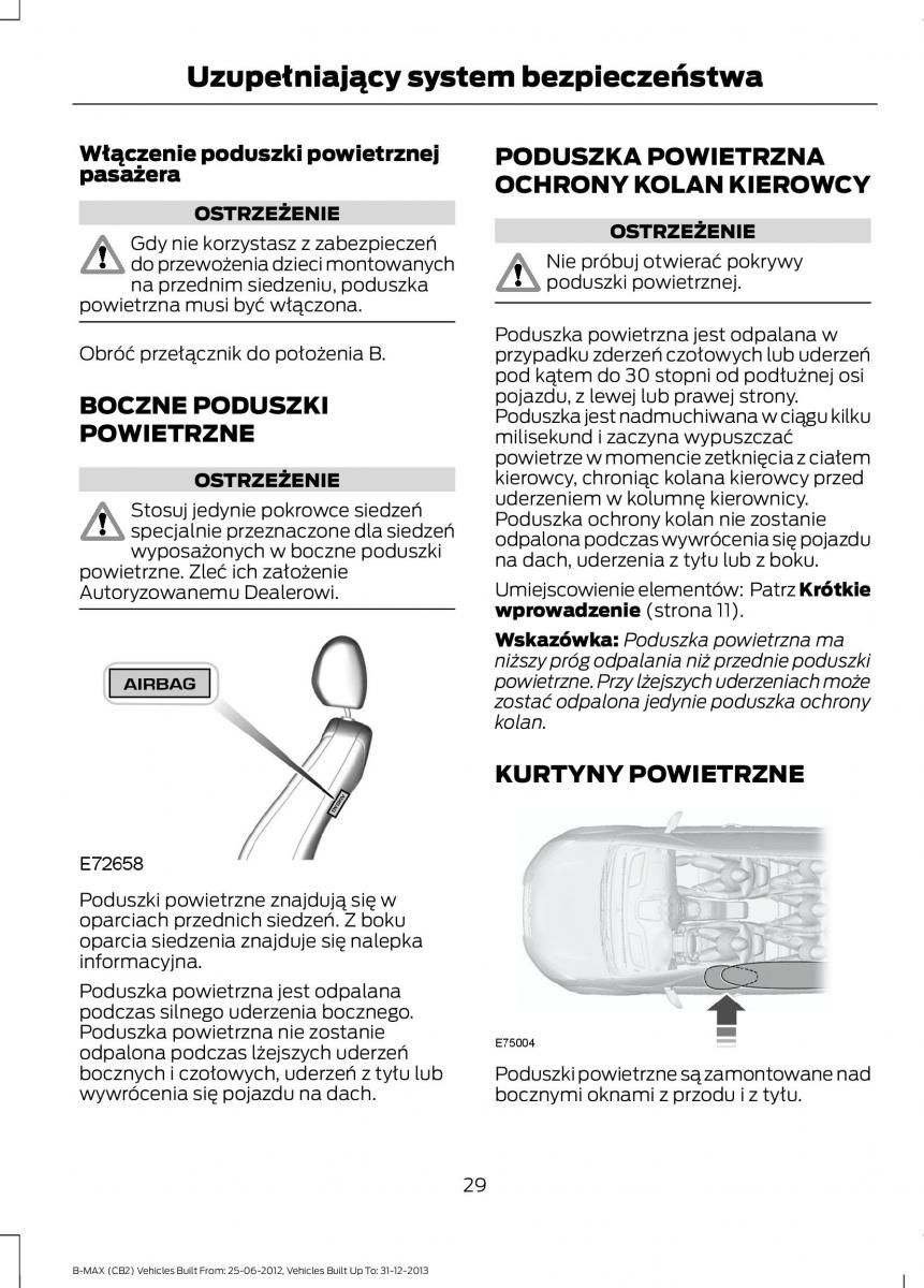 Ford B Max instrukcja obslugi / page 31