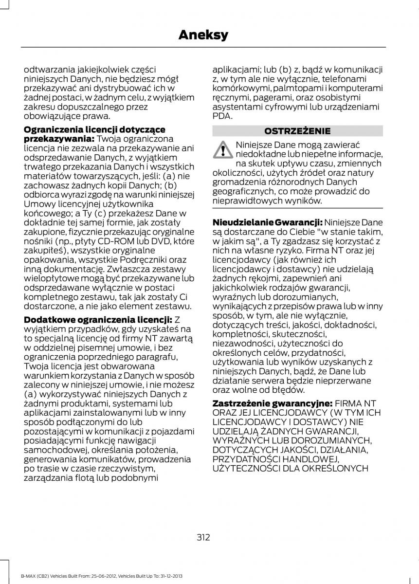 Ford B Max instrukcja obslugi / page 314