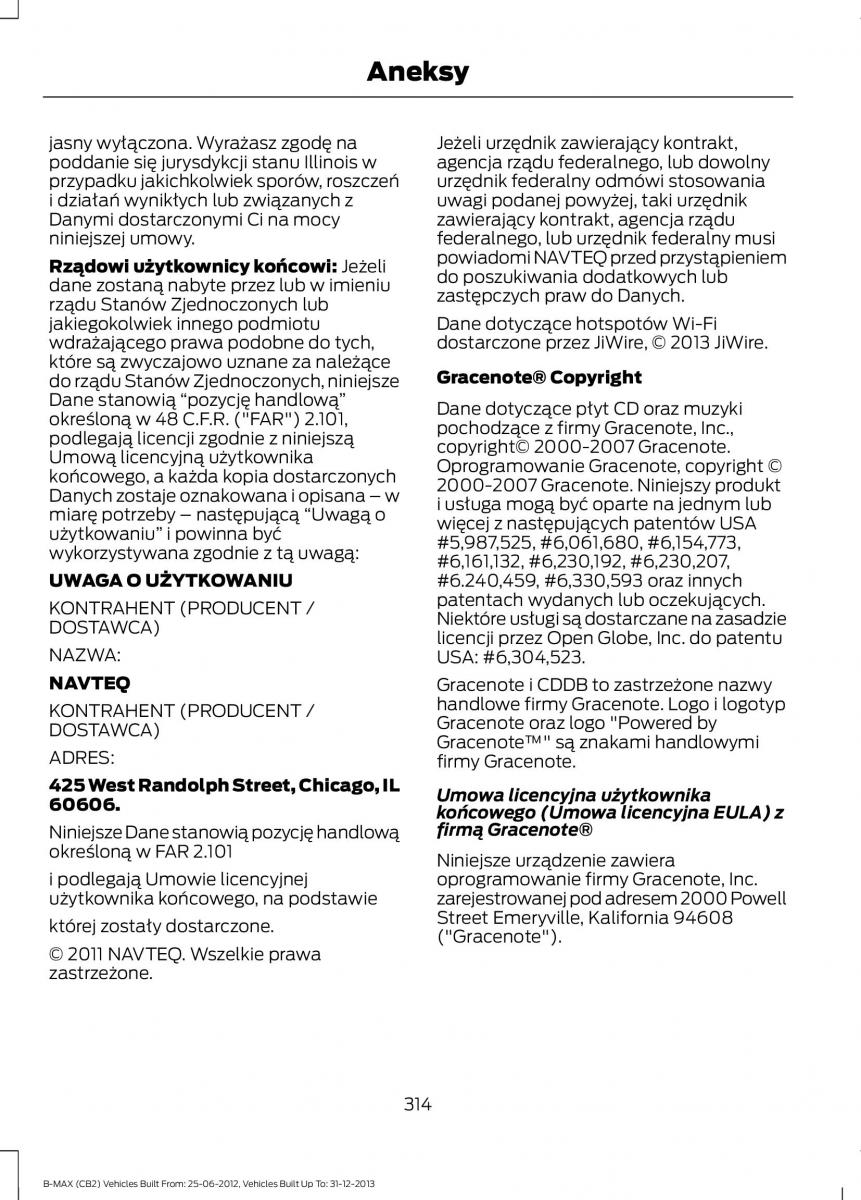 Ford B Max instrukcja obslugi / page 316