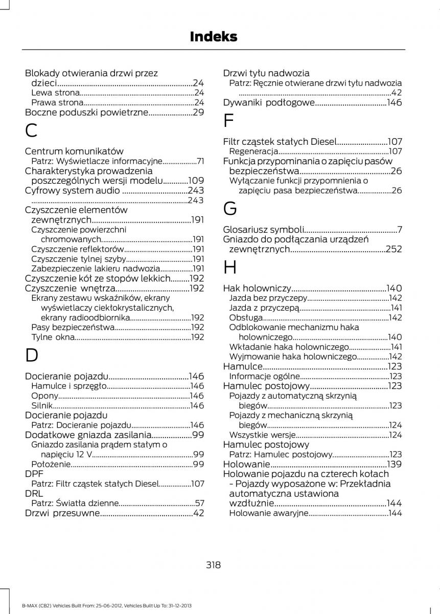 Ford B Max instrukcja obslugi / page 320