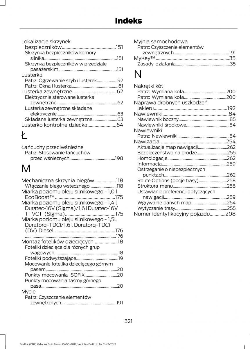 Ford B Max instrukcja obslugi / page 323