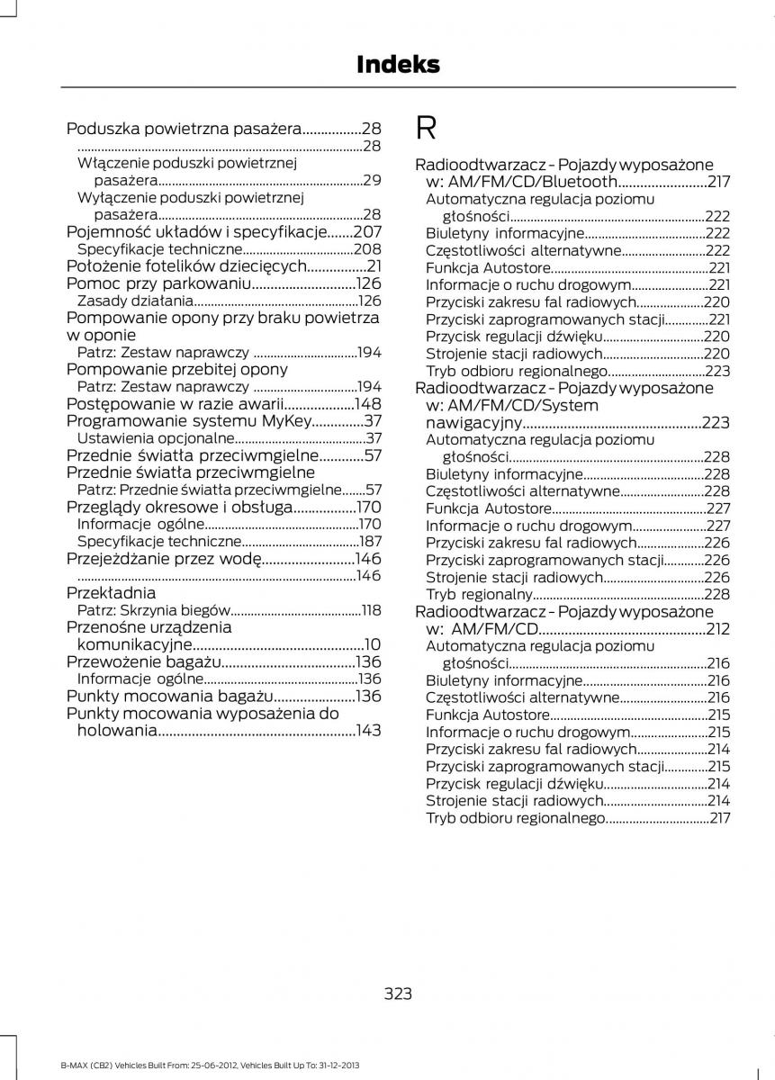 Ford B Max instrukcja obslugi / page 325