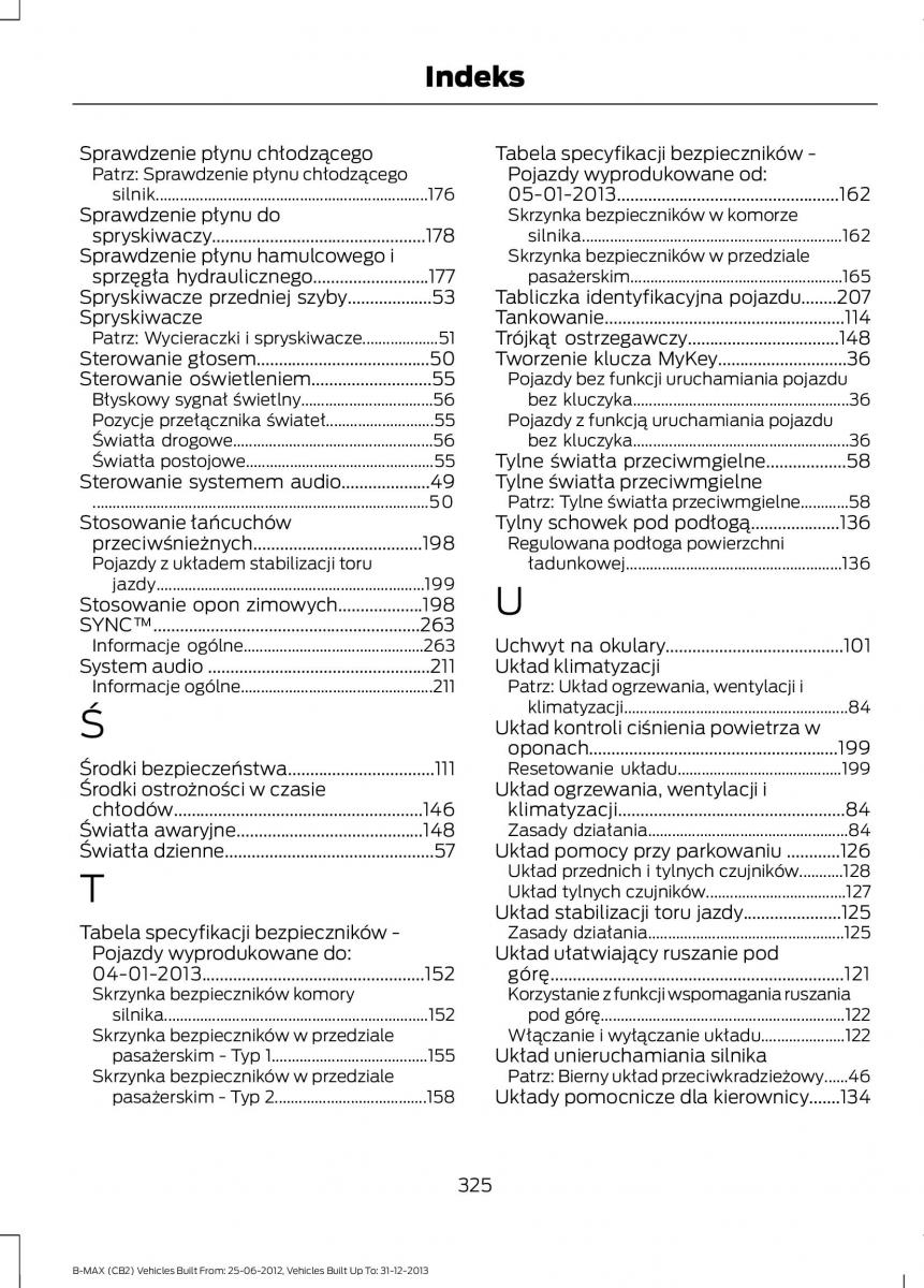 Ford B Max instrukcja obslugi / page 327