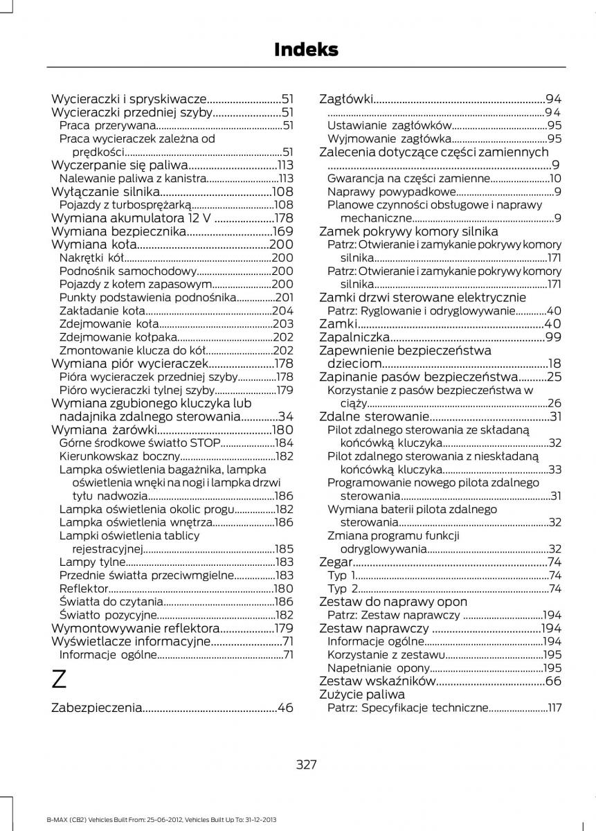 Ford B Max instrukcja obslugi / page 329