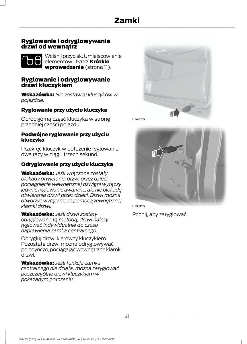 Ford B Max instrukcja obslugi / page 43