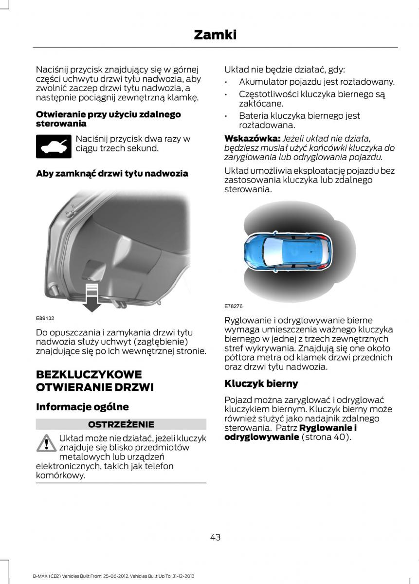 Ford B Max instrukcja obslugi / page 45