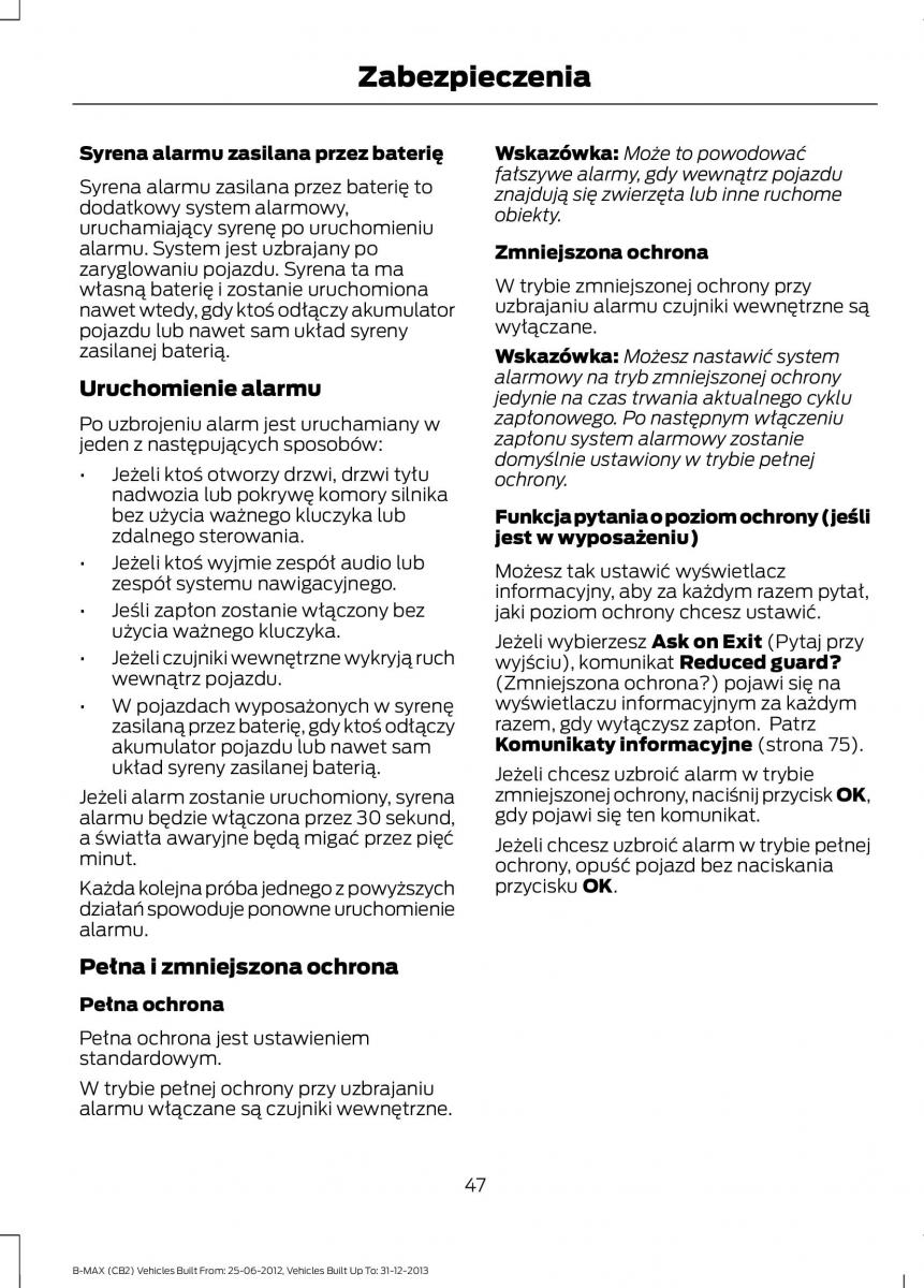 Ford B Max instrukcja obslugi / page 49