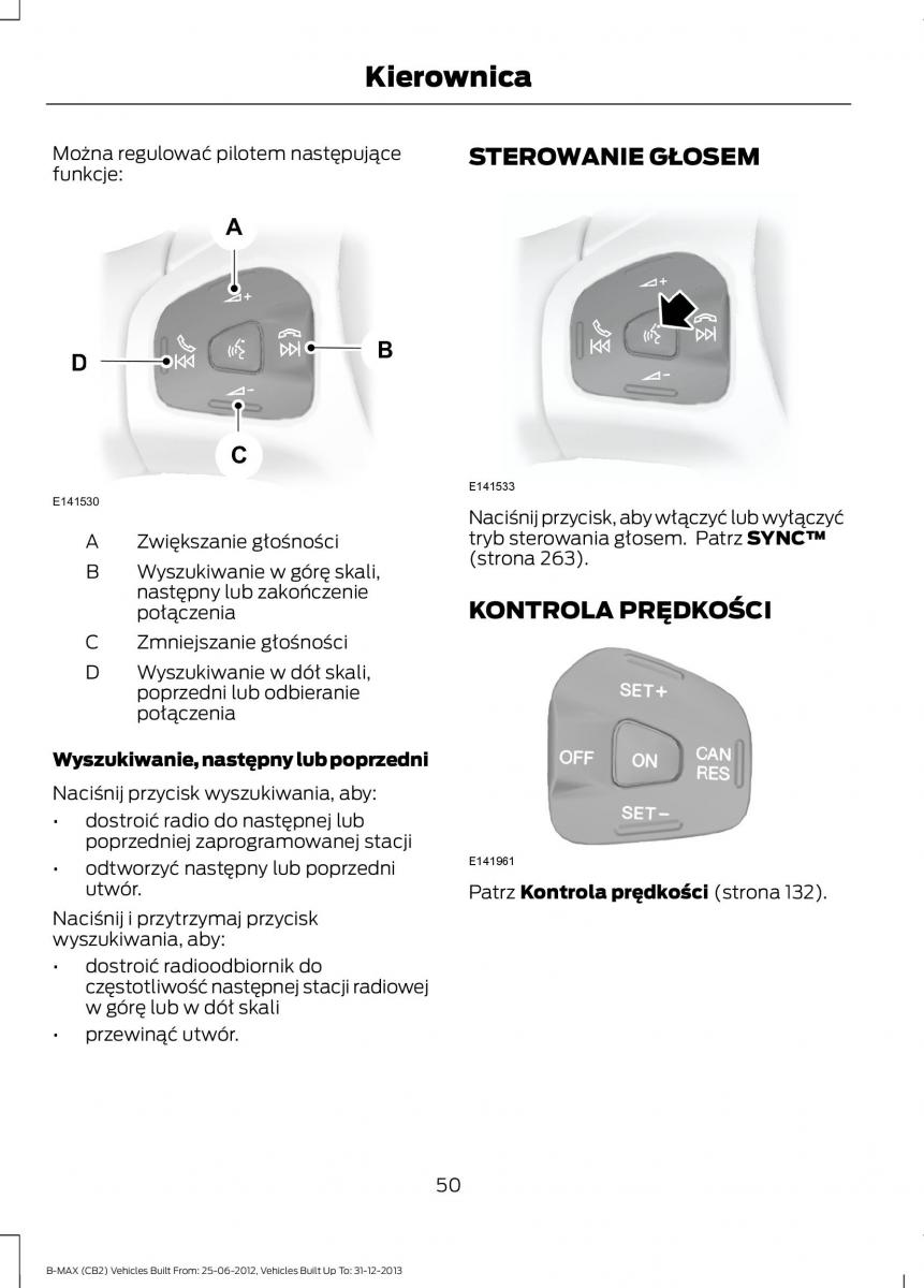 Ford B Max instrukcja obslugi / page 52