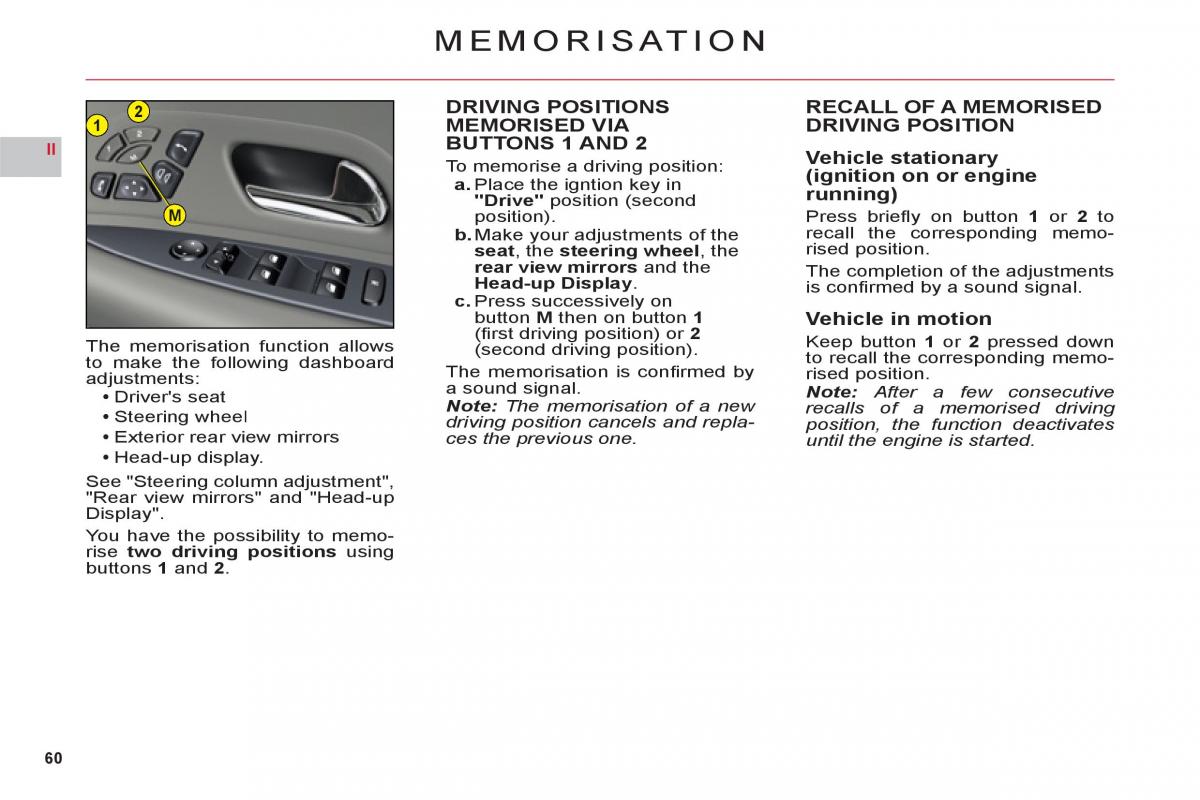 Citroen C6 owners manual / page 62