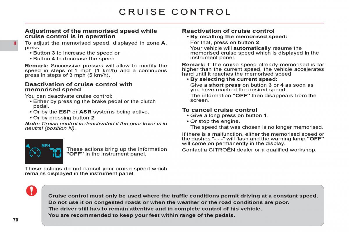 Citroen C6 owners manual / page 72