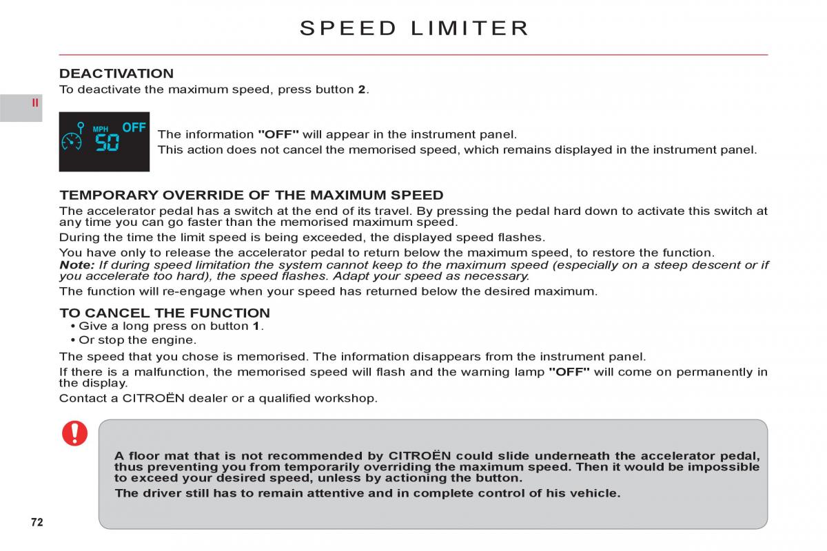 Citroen C6 owners manual / page 74