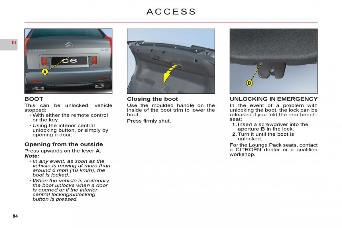 Citroen C6 owners manual / page 86