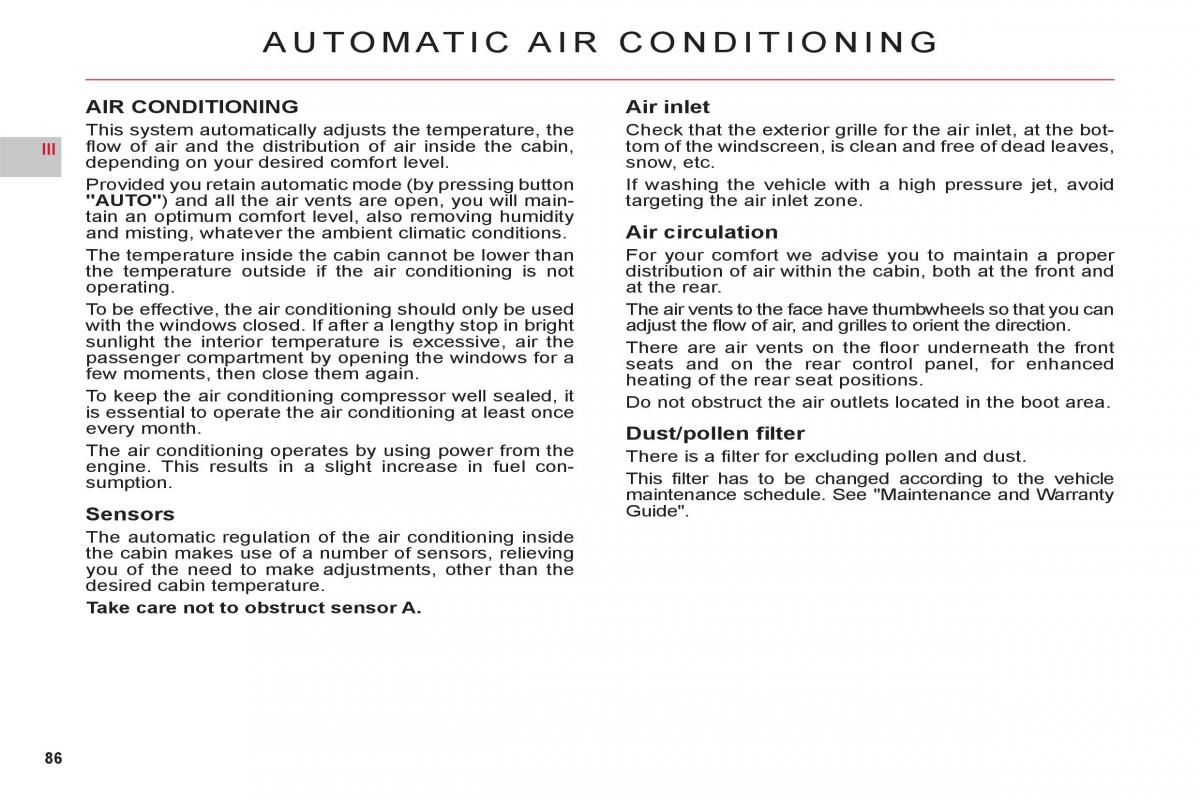 Citroen C6 owners manual / page 88