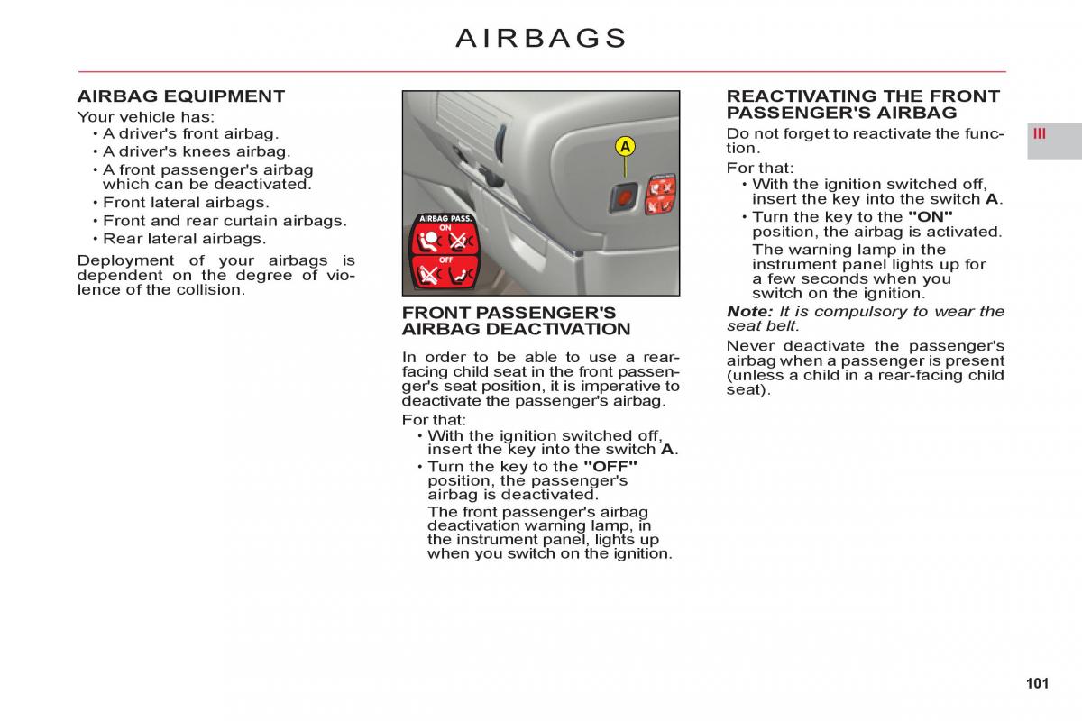 Citroen C6 owners manual / page 103