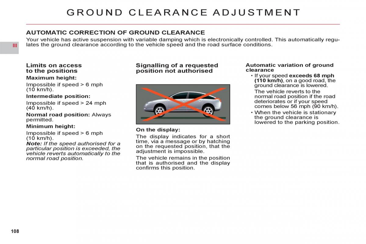 Citroen C6 owners manual / page 110